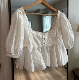 Free People White Babydoll Top thumbnail 1