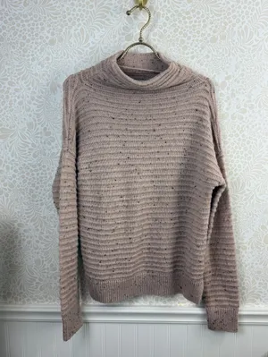 Madewell Oversized Pink Belmont Donegal Wool Blend Mock Sweater - Size - Small thumbnail 4