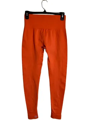 Set Active Sculptflex Seamless Leggings Women's Medium Orange Ribbed Workout Gym thumbnail 2