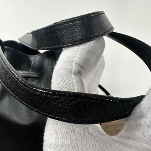 Jimmy Choo Bucket Drawstring Bag Womens Small Black Leather Shoulder Purse Italy thumbnail 13