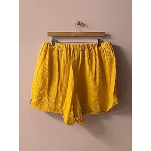 SHEIN Curve Mustard Yellow Gauzy Summer Shorts Size 2XL thumbnail 10