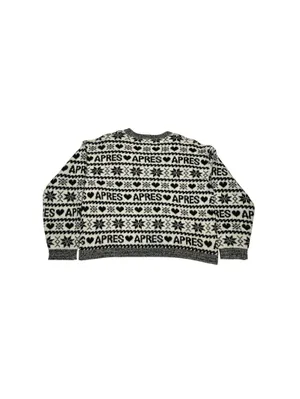 Calligraphe Après Ski Sweater Womens L BlackWhite Fair Isle Knit Winter Pullover thumbnail 2