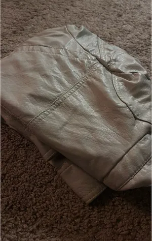Eggshell faux leather jacket White thumbnail 2