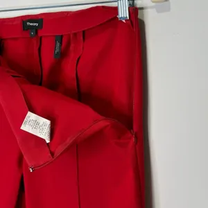 Theory $265 Women's Alettah Approach Cropped Pants‎ Crimson Red Size 6 Ankle Zip thumbnail 6