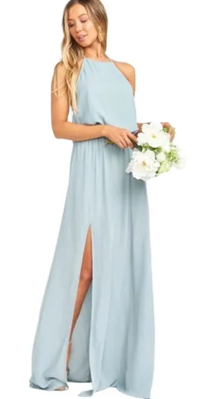 Show Me Your Mumu Bridesmaid Heather Halter‎ Dress in Silver Sage Crisp Size XXL thumbnail 1