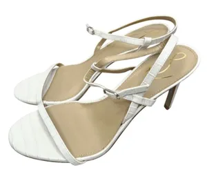 Sam Edelman Sandals Womens Size‎ 8 White Croc Embossed Faux Leather Beachy Heels thumbnail 1