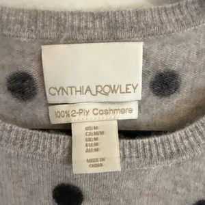 Cynthia Rowley Sweater Womens Medium Gray 100%‎ Cashmere Polka Dot Crew Neck thumbnail 2