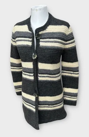 Hand Knit Chunky Cardigan Duster Women's Sz Small Lagenlook Cottagecore Hygge thumbnail 1