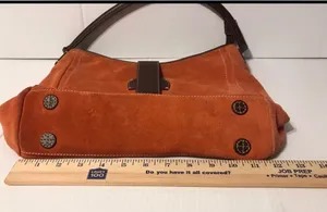 Lands End suede leather hobo shoulder bag orange thumbnail 10