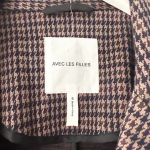 Avec Les Filles Anthropologie Brown Blue Houndstooth Longline Blazer Small 80103 thumbnail 7