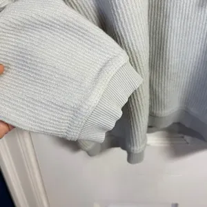 Aerie Sage Pale Green Ribbed Cropped Hooded Sweatshirt Drawstring W2212 Sz XL thumbnail 4