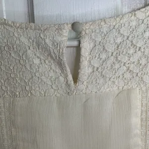 Free People Leigh Ivory Chiffon Lace Bohemian Dress Long Sleeve W-599 Sz S thumbnail 12