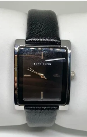 Anne Klein Women silver black tone watch 28mm quartz analog leather band running thumbnail 1
