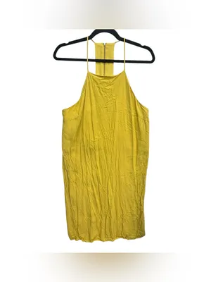Forever 21 Contemporary Mustard Yellow Racerback Side Slit Mini Dress Size L thumbnail 3
