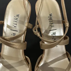 White House Black Market metallic gold heels thumbnail 3
