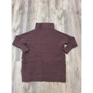 Free People Ottoman Slouchy Tunic Sweater Plum Brown Mock Neck Ribbed Size Small thumbnail 2