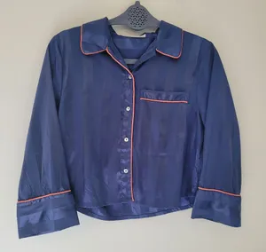 Intimately Free People Blue Satin Cropped Pajama Top thumbnail 1