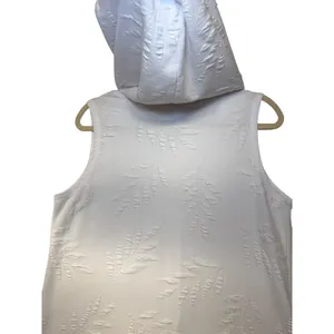 Dotti Womens White Textured Palm Leaf Zip Front‎ Sleeveless Hooded Cover Up M thumbnail 9