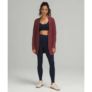 Lululemon Cashlu Long Open Cardigan Sweater Wrap Burgundy Wine Medium Large thumbnail 9