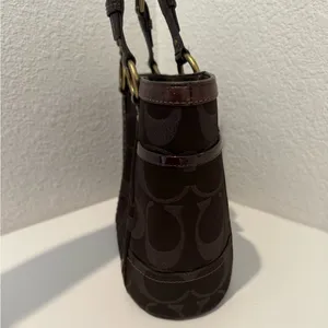 COACH Gallery Metallic Dark Chocolate Bronze Jacquard Signature Studded Tote thumbnail 9