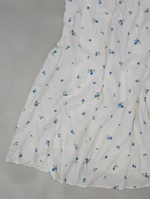 H&M White Maxi Dress with Blue Floral Sprigs Size S/ 38 thumbnail 5