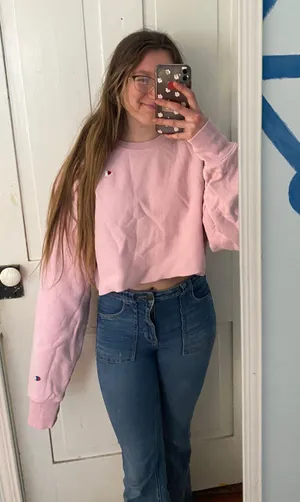 Champion pink cropped crewneck thumbnail 1