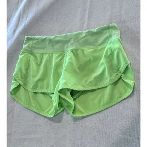 Lululemon Activewear Shorts 4 Green Speed Short Zip Pockets Built In Liner Logo thumbnail 6