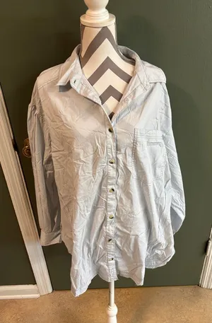 We The Free Light Blue Button-Down Shirt thumbnail 1