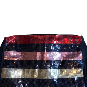 Victoria's Secret Sequin Stripe Tote Bag‎ Black Glam Shopper Large Shoulder Bag thumbnail 2