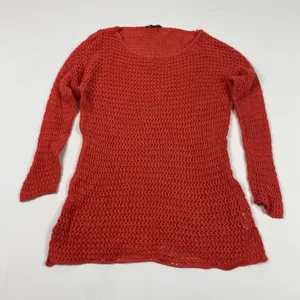Gap Sweater Womens Medium Red Linen Cotton Open Knit Pullover Lightweight Sheer thumbnail 1