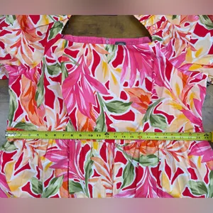 NWT Vince Camuto Size 22W Pink Multi Floral Print Puff Short Sleeve Midi Dress thumbnail 9