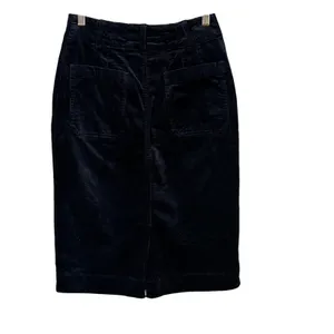 Maeve Anthropologie Navy Blue Corduroy Pencil Skirt XS High Waist Patch Pocket thumbnail 3