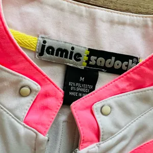 Jamie‎ Sadock Golf Tennis Top 1/4 Quarter Zip Polo Medium White Pink Activewear thumbnail 2