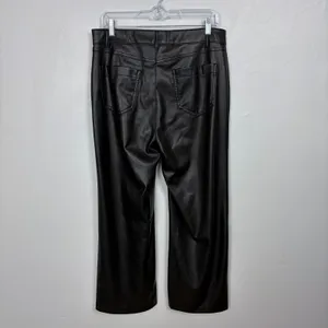 Old Navy Faux‎ Leather Wide Leg Pants Black High Waisted Going Out Edgy Size 10 thumbnail 6
