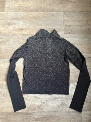 Lululemon Rest Less Cropped 1/2 Zip Herringbone Fade Black / White Sz 4 thumbnail 9