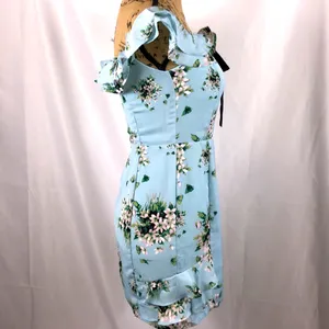 Esley dress mini blue floral print with bow accent size S thumbnail 4