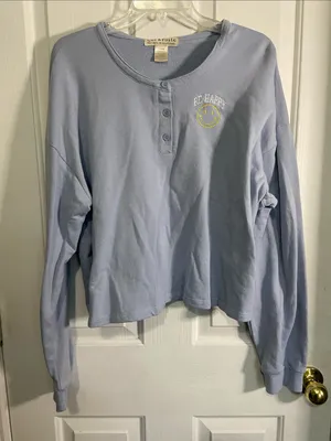 Cute & Paste 'Be Happy' Light Blue Henley Sweatshirt Size undefined thumbnail 1