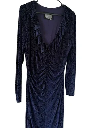 By Anthropologie Velvet Ruched Maxi Dress Navy thumbnail 5