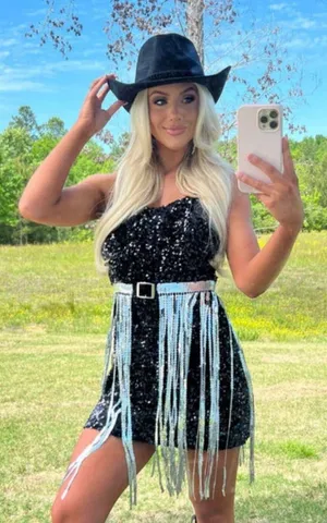 Sequin Fringe Black Mini Dress thumbnail 2
