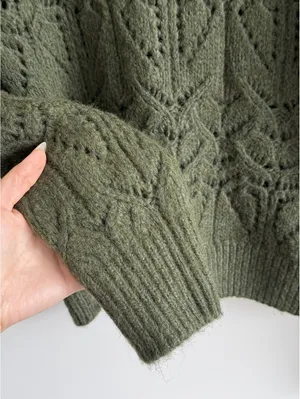 H&M Divided Women's Olive Green NWOT Knit Wool Blend Sweater Medium thumbnail 3