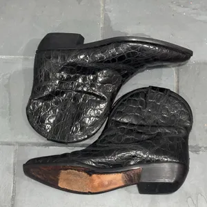 Lavorazione Artigiana Black Textured Leather Short Western Style Boot - 8.5N thumbnail 6
