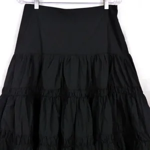 Lulus Darling Flourish Tiered Midi Skirt Size L Black High A-Line Victorian Goth thumbnail 3