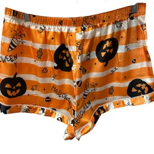 Halloween Pajama Set Pumpkin Bat Candy Satin Button Shirt Shorts XL Spooky Cute thumbnail 5