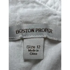 Boston Proper White One Shoulder Ruffle Midi Dress 12‎ Cotton Tiered thumbnail 3