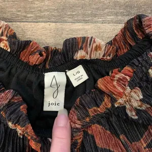 Joie Blouse Size L Elastic at Sleeves, Neckline, Subtle Sparkle Thread Accents thumbnail 2