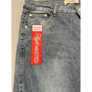 Red Bottoms Women High Waisted Relaxed Straight Rhinestone‎ Bow Jeans 16 (34x30) thumbnail 4