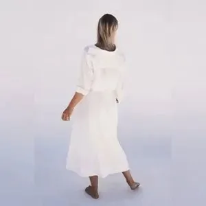 Free People Isley Long Sleeve 2-in-1 Button Down Cotton White Midi Dress XS NWOT thumbnail 13