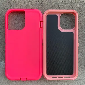 iPhone 12Pro Max Fashion Dual Layers Shockproof Defender Case -Pink/light Pink thumbnail 1