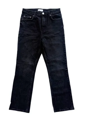 Zara Black High Waisted Straight Legged Jeans size 8 thumbnail 1