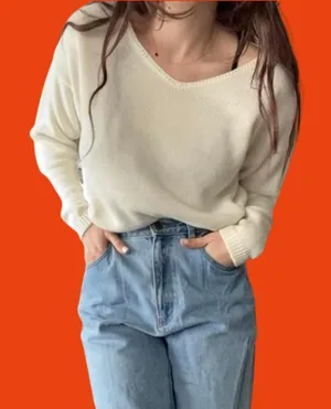 Vintage Christopher & Banks white v neck knit sweater 🤍 thumbnail 1